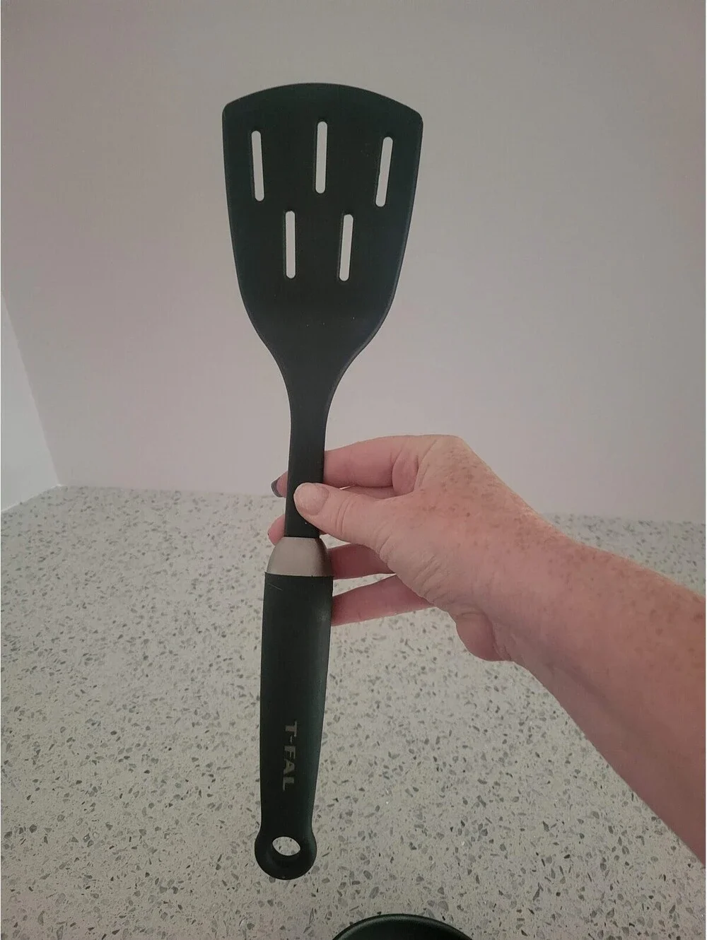 T-Fal Black Plastic Slotted Spoon Turner 2 Piece Set Kitchen Cooking Utensils